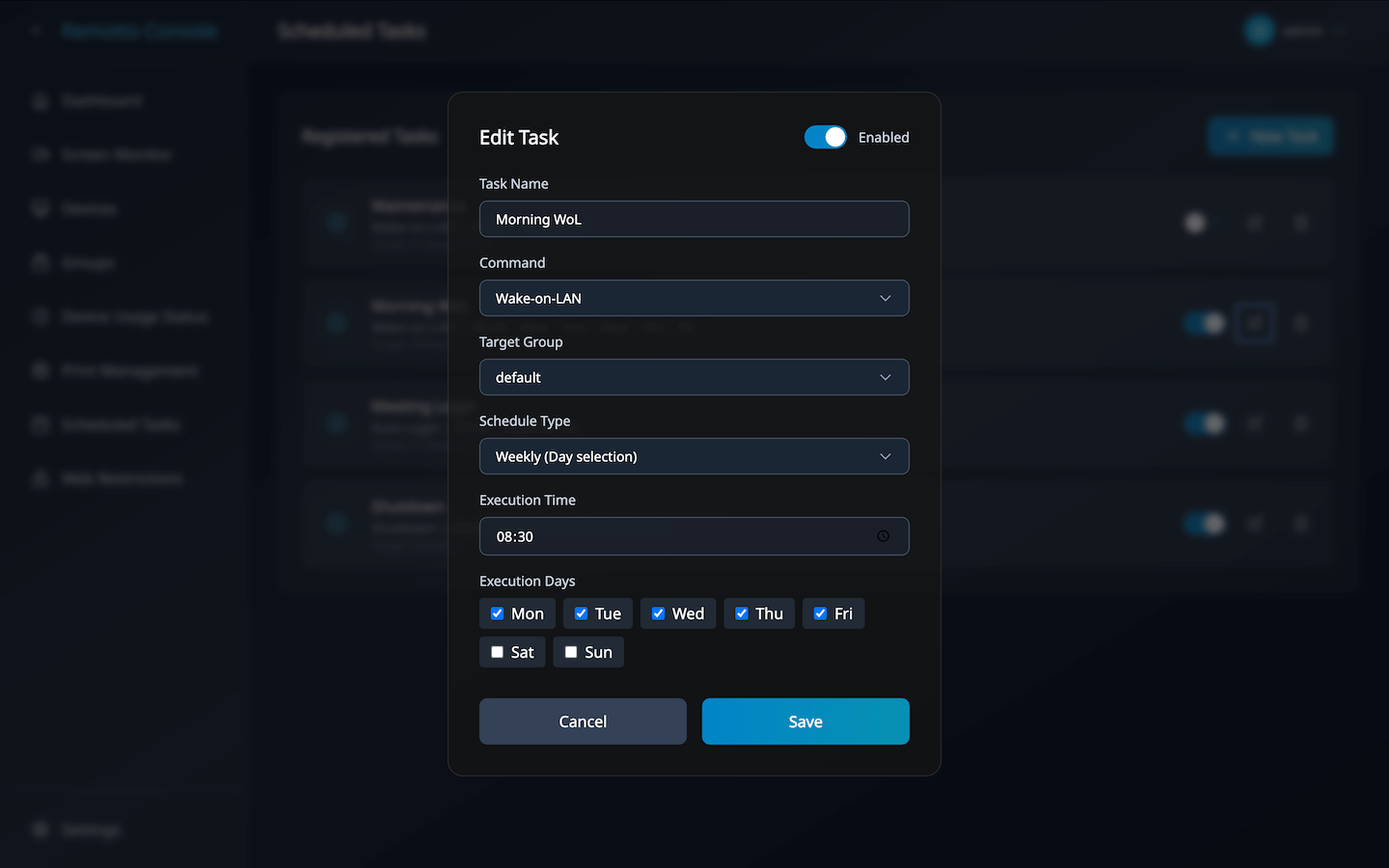 Remote control screen